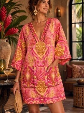 Farm Rio pineapple tapestry dress